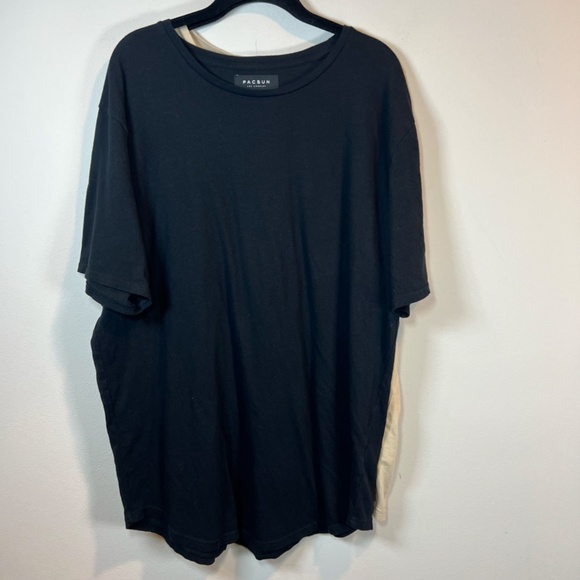Lot of 2 Pacsun Mens Scallop Fit Cotton T-Shirts Tan/ Black Lightweight Basic XL - Picture 2 of 8